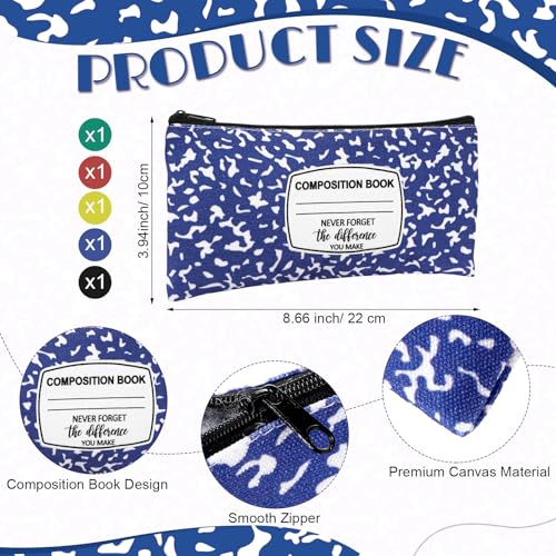 Epakh 15 Pcs Teacher Pencil Case Pouch 8.7 x 3.9 Inches Composition Teacher Appreciation Gifts Portable Pencil Bag with Zi...