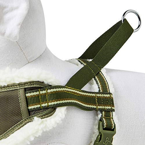 Blueberry Pet Soft & Comfy Multi-Colored Stripe Fleece Padded Chest Dog Harness, Chest Girth 16.5" - 21", Olive Green, Sma...
