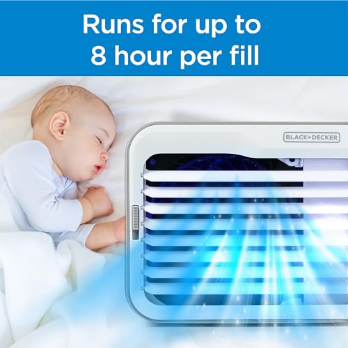 BLACK+DECKER Desktop Air Cooler, Personal Portable Fan with 3-Speeds, Evaporative Air Cooler with 0.5L Water Tank, Air Coo...