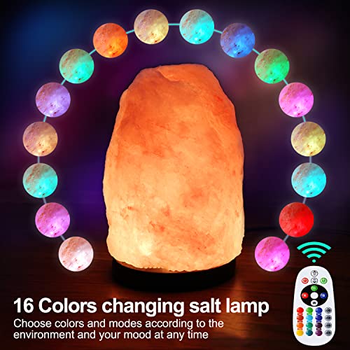 pursalt Himalayan Salt Lamp 7 Inches (5-6 Lbs) with Upgraded Remote Control, Adjustable 16 Color Changing Salt Lamp Night ...
