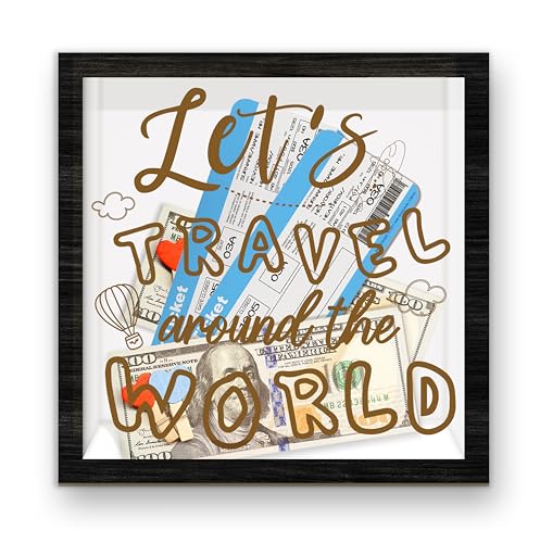 Travel Fund Shadow Box Frame, Travel Fund Money Boxes with Slot, Memory Box for Keepsakes, Best Keepsake Gifts for Adventu...