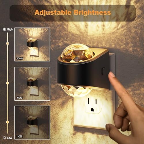 JandCase Night Lights Plug into Wall, 2 Pack Star Projector Night Light with 3000K Soft White, Automatic Galaxy Nightlight...