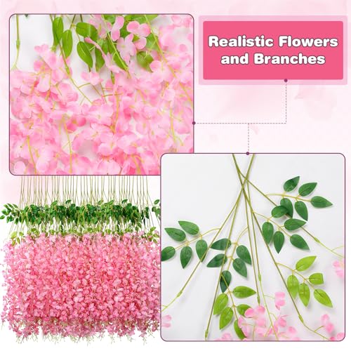 Alotiki Wisteria Hanging Flowers,50 Pack Fake Hanging Flowers,Wisteria Artificiales Garland for Home Wedding Arch Floral P...