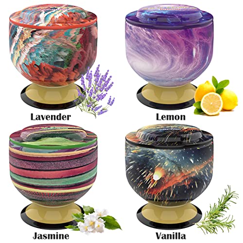 4-Piece Elegant Goblet Scented Candle Set - 4oz Floral & Fresh Tin Jar Candles (Lavender, Jasmine, Vanilla, Lemon) - Relax...