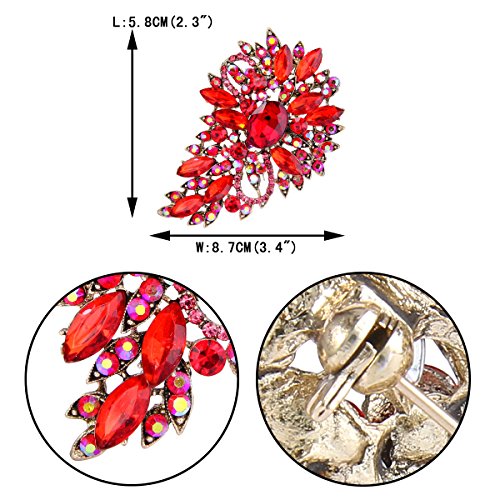 EVER FAITH Women's Austrian Crystal Wedding Flower Leaf Bouquet Brooch