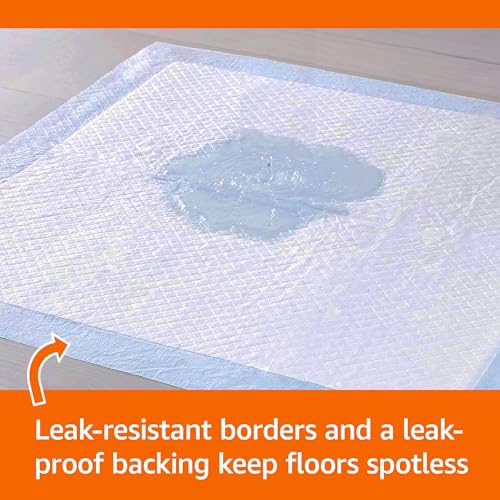 Amazon Basics Leak-Proof Dog and Puppy Potty Training Pee Pads with Quick-Dry 5-Layer Super Absorbent Design, Regular Size...