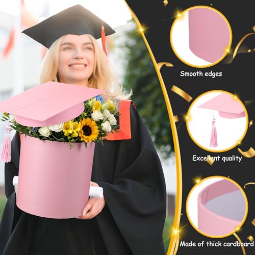 Weekgrat 2 Pack 2026 Graduation Cap Flower Gift Boxes Class of 2026 Cap Candy Box Empty Container with Tassel for Graduati...