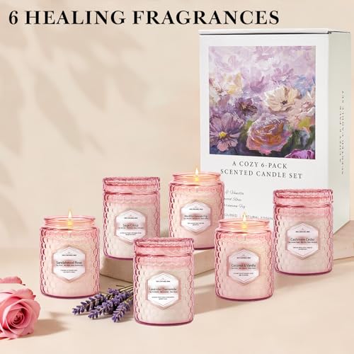 6 Pack Soy Wax Candles Sets, Scented Candles Gifts Sets for Women Birthday Christmas, 5.5 Oz Each Natural Aromatherapy Can...