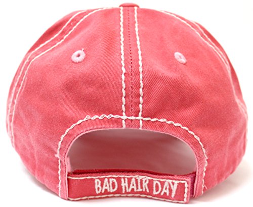 Women's Hat Bad Hair Day Embroidery Patch on Distressed Cap (Multiple Colors)