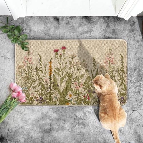 Artoid Mode Wildflower Spring Floral Doormat, Flowers Summer Home Decor Low-Profile Switch Rug Door Mat Floor Mat for Indo...