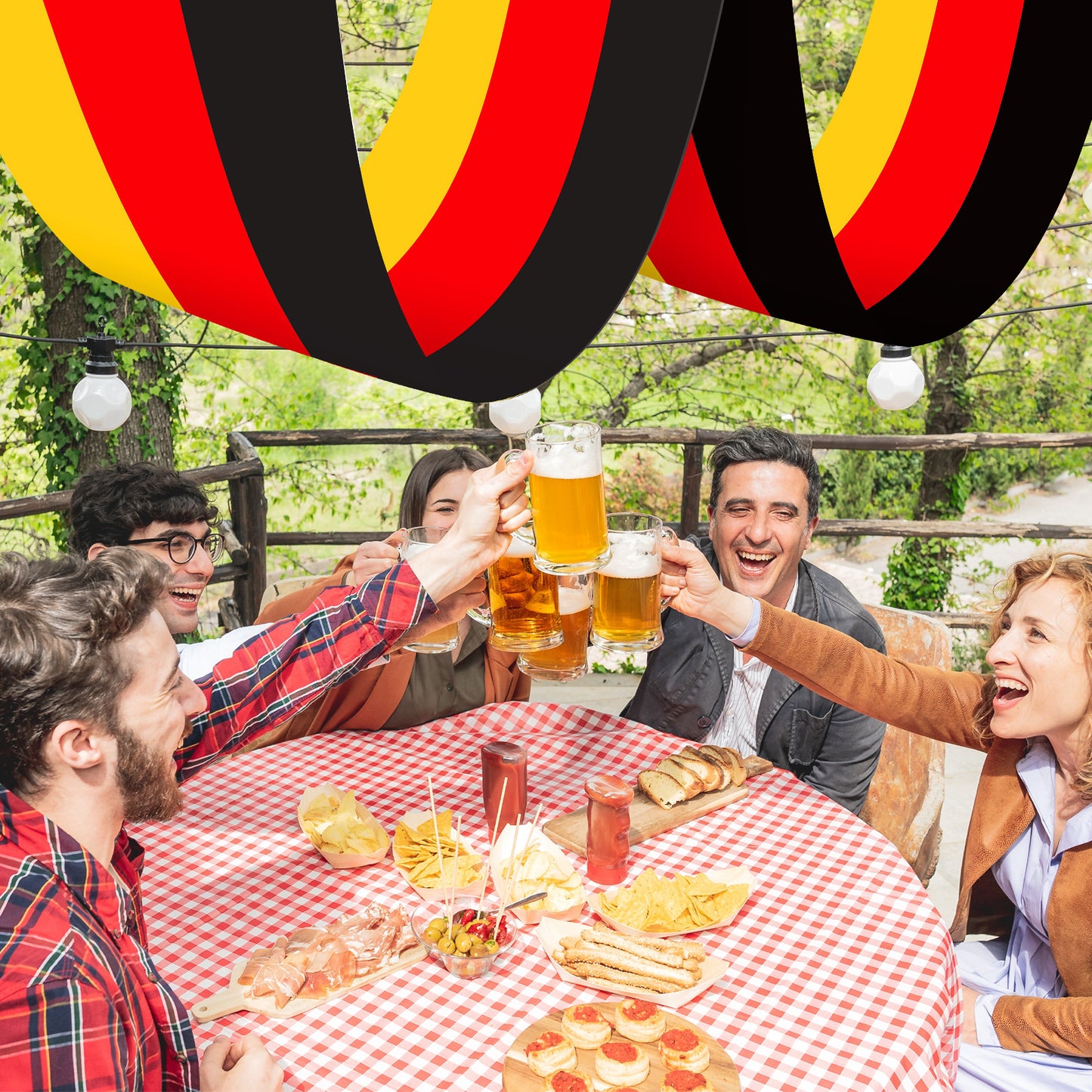 Germany Flag Banner (2-Piece Set) - Decorative Festive Decorations For Celebrations - Party Accessories Set