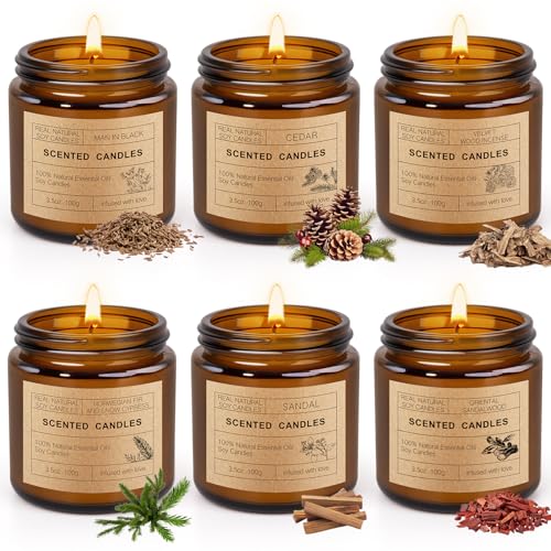 6 Pack Scented Candles Set | Candles for Home Scented, Candles Gifts Set for Women Men, Long Lasting Soy Wax Candle, Aroma...