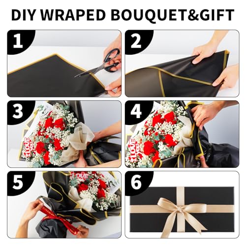 Duyasurs 20 Sheets Floral Wrapping Paper, Waterproof Bouquet Wrapping, 22.8x22.8IN, Florist Supplies Packaging Paper, DIY ...