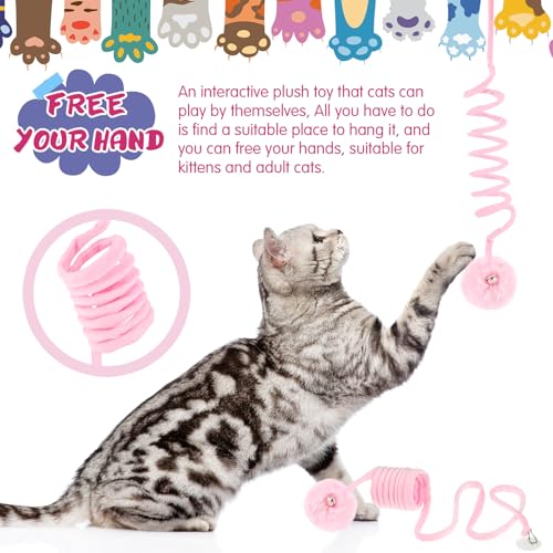 Gemscream 46 Pcs Cat Toys Set Interactive Cute Cat Toys Include Fur Mice Rattle Springs Crinkle Balls Pompom Bell Sisal Ba...