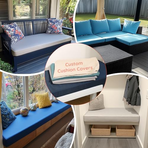 Olliwand Custom Size Cushion Cover,Replaceable Bench Cushion Cover,80+ Colours for Indoor/Outdoor/Patio Cushion Covers