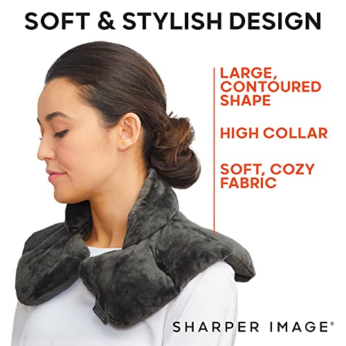Sharper Image Heated Neck & Shoulder Wrap - Microwavable Warm & Cooling Plush Pad, Scented Aromatherapy (100% Natural Lave...