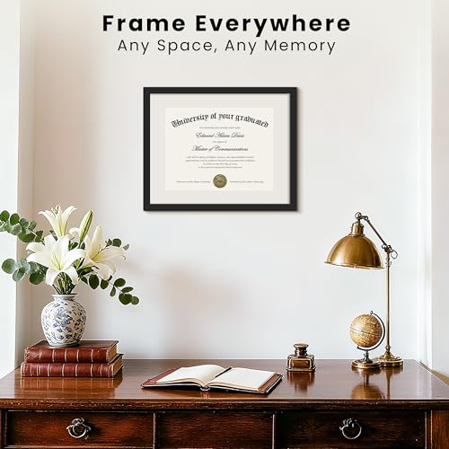 upsimples 11x14 Diploma Frame with Clear Plexiglass, Displays 8.5 x 11 Certificate Frame with Mat or 11x14 Picture Frame w...