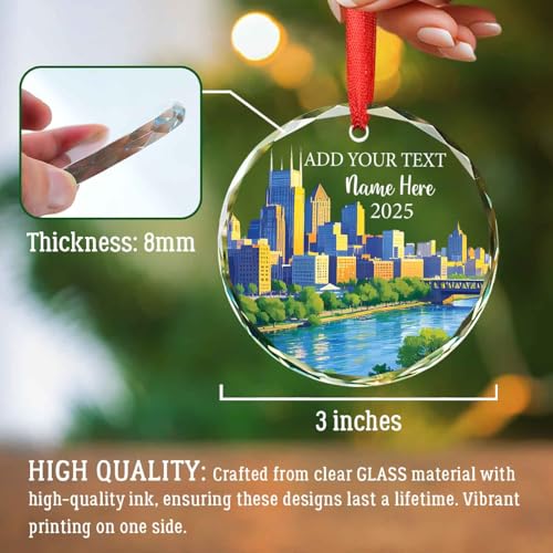 Personalized Nashville Landmarks Ornament, Nashville Tennessee Glass Christmas Ornament, Souvenir Collection Keepsake Gift...