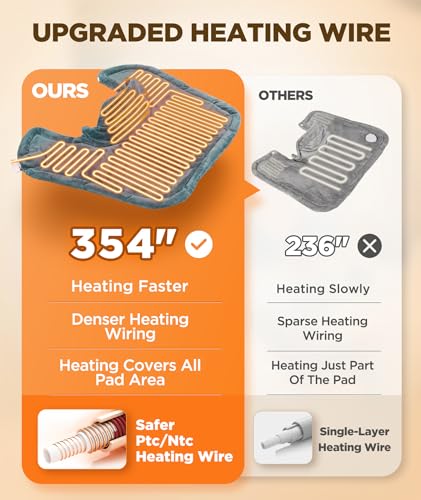 Graphene-Infused Heating Pad 3X Deeper Pain Relief, Weighted Instant Heating Pads for Neck and Shoulders, Heated Wrap w/ 6...