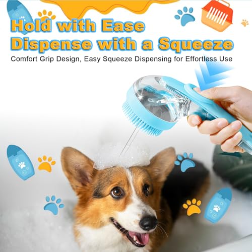 Peehss 3Pcs Dog Bath Brush, Dog Scrubber for Bath, Dog Shampoo Brush Bubble Maker, Dog Paw Washer, dog grooming Massage Br...