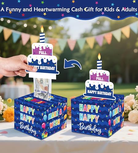 Meiidoshine Birthday Money Box for Cash Gift Pull, Surprise Gift Boxes for Money, Money Holder Box with Pull Out Happy Bir...