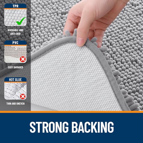 OLANLY Bathroom Rugs 30x20, Extra Soft Absorbent Chenille Bath Rugs, Rubber Backing Quick Dry, Machine Washable Bath Mats ...