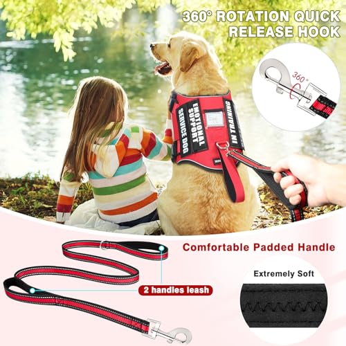 MOOGROU Service Dog Vest Harness and Leash Set+10 Patches,No Pull&Adjustable Reflective Dog Harness with Soft Padded Handl...