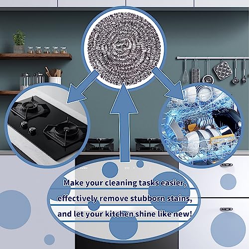 GUEICN Stainless Steel Scrubber Scrubbing Scouring Pad Sponges Clean Pot Pan and Steel Wool for Kitchen Bathroom