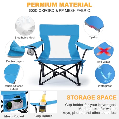 Joyfair Beach Camping Chair (2 Pack), Outdoor Folding Lawn Chair for Adults, Heavy Duty Portable Chair with Armrest for Ou...