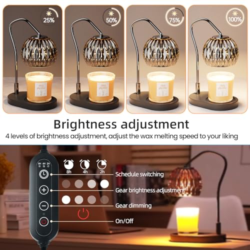 WYghyronic Candle Warmer Lamp with Timer & 4-Level Dimmer, Electric Wax Warmer for Jar Candles, Black Home Decor with 2 Bu...