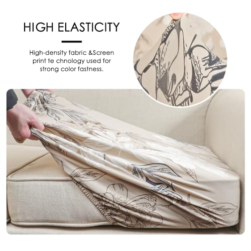 FORCHEER Printed Couch Cushion Cover Stretch Floral Sofa Seat Cushion Slipcover 19-26 Inch Non-Slip Washable (1PC,Style 4)
