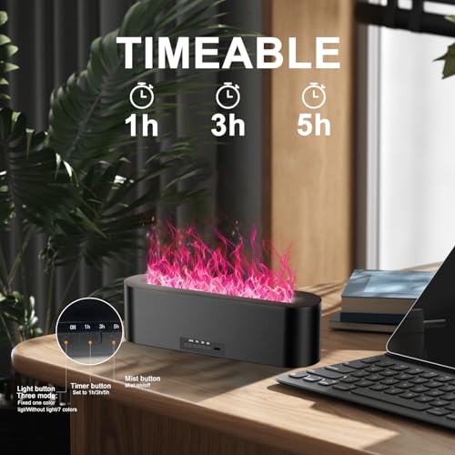 Colorful Flame Fire Diffuser Humidifier, 7 Colors Changing Oil Diffuser, Ultra-Quiet Aroma Essential Oils Aromatherapy Dif...