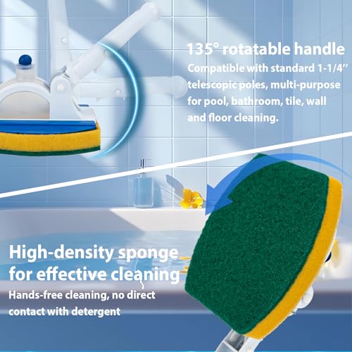KGC Handheld Pool Scrub Brush with a Replacement Sponge, Pool Must Have Scouring Sponge Pad - Non-Scratch Cleaner for Pool...