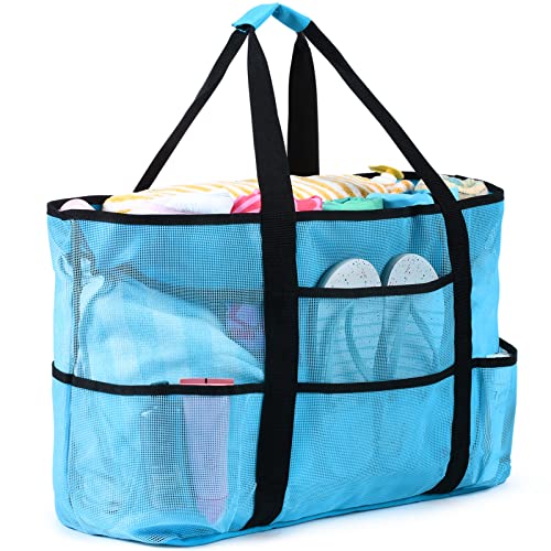 oscaurt Mesh Beach Bag Extra Large Waterproof Sandproof Beach Tote Pool Swim Bag Travel Vacation Essentials