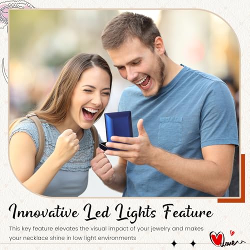 Landical 10 Pcs Pendant Necklace Box with LED Light Velvet Necklace Case for Pendant Bracelet Ring Earring, Jewelry Storag...