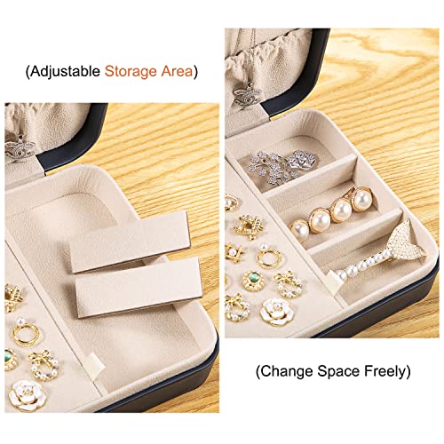 LANDICI Small Jewelry Box for Women Girls, PU Leather Travel Jewelry Case, Portable Jewelry Organizer Storage Holder Displ...