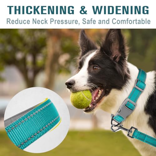 Dog Collar for Medium Small Large Dogs Reflective with Leash,Collar and Leash for Dogs,Soft Neoprene Padded 2 Pack(Ocean B...