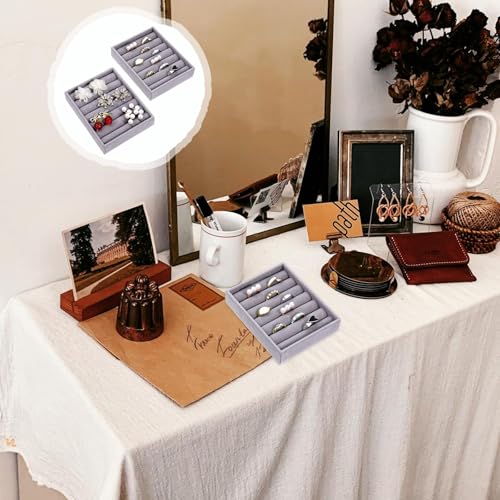 Xthrotsenk 2pcs Small Ring Organizer Ring Holder Display Tray Velvet Rings Earrings Insert Holder for Girl Store Selling o...