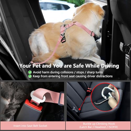 VavoPaw Dog Seat Belt, Safety Vest Dog Car Harness with Adjustable Buckle Dog Seat Belt for Vehicle Nylon Pet Safety Seat ...