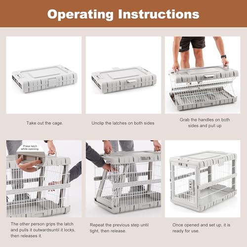 ZOMISIA Collapsible Dog Crate for Dogs - 28" L Heavy Duty Dog Kennel No Tools Required with 4 Sides Steel Foldable Cage fo...
