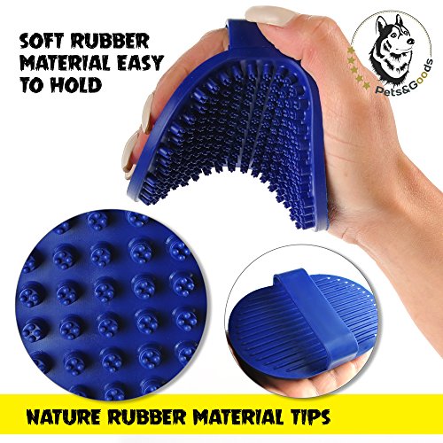 Pets&Goods Rubber Grooming Brush for Dogs & Cats - Gentle Deshedding Bath Brush for Short & Medium Hair - Soft Bristles, A...