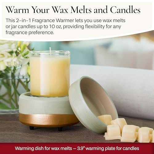 CANDLE WARMERS ETC 2-in-1 Candle and Fragrance Warmer for Warming Scented Candles or Wax Melts and Tarts with to Freshen R...