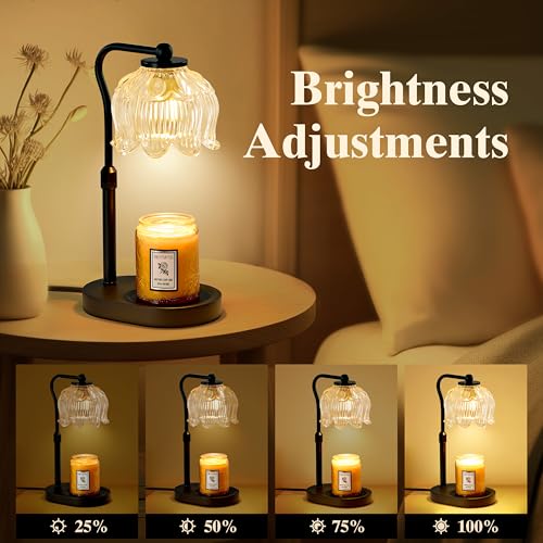 CASTLELIFE Candle Warmer Lamp with Timer & Stepless Dimming, Height Adjustable Electric Wax Warmer for Jar Candles, Flower...