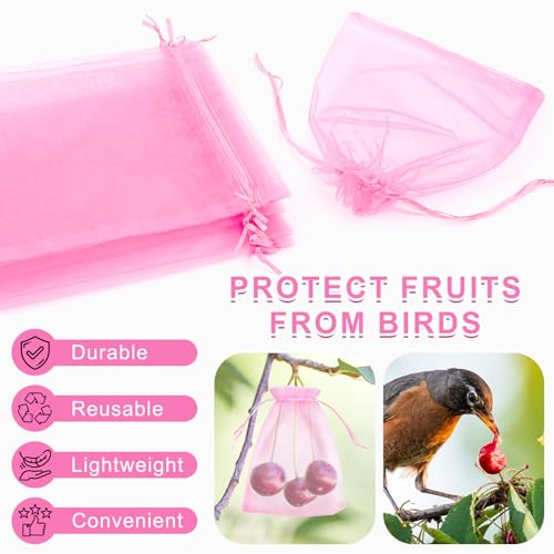 ANZNKU Pink Organza Bags 4 x 6 in 50PCS, Small Gift Bags for Goodie Candy Jewelry Soap Packaging, Cute Little Mesh Bag Dra...