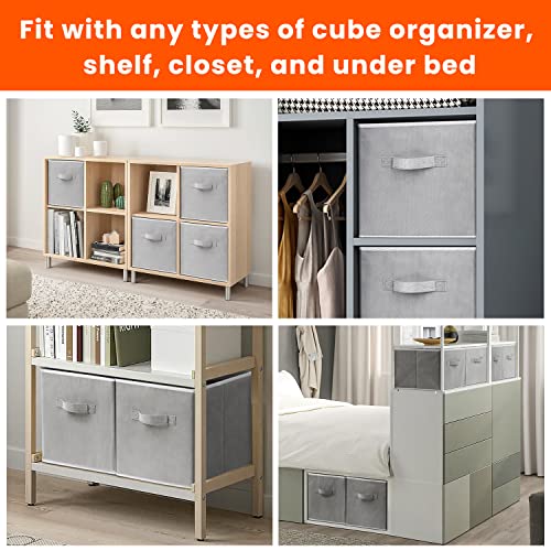 Criusia Storage Cubes - 11 Inch Heavy Duty Fabric Closet Bins for Shelves, Cube Organizer - 8 Pack Collapsible Decorative ...