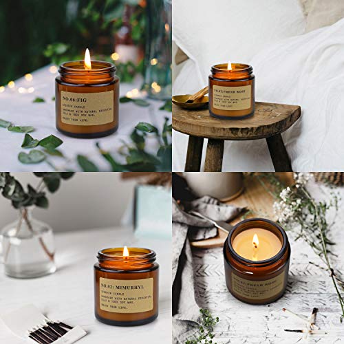 MOULENGGU 6 Pack Candles for Home Scented Aromatherapy Candle Gift Set for Women Soy Wax Long Lasting Amber Jar Candles Gi...