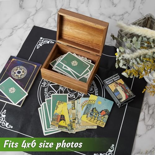 DRASTAR Keepsake Box, Acacia Wood Memory Box with Hinged Lids, Wooden Jewelry Box, Small Storage Box,3x5, 4x6 Decorative C...
