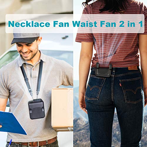 SLENPET Portable Waist Clip Fan, 6000mAh Battery Operated Necklace Fan, 23 Hours Working Time, 3 Speeds, 5100RPM Strong Ai...