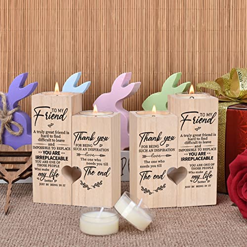 Double-Sided Printing Wooden Candle Holders-to My Friend,You are IRREPLACEABLE, Thank You for Being My Unbiological Siste...