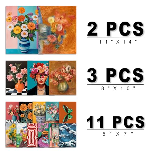 ANERZA 16 PCS Eclectic Wall Art Decor, Mid Century Modern Maximalist Home Gallery Wall Collage Kit Prints for Bedroom Bath...